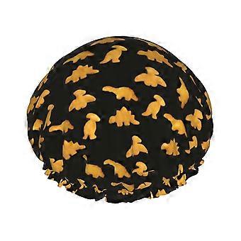 Mignon Dinosaure Poulet Nuggets Bonnet De Douche Pour Femmes Filles Réglable Double Couches Bain Douche Chapeau Protecteur De Cheveux Pour Toutes Les Longueurs De Cheveux Longs