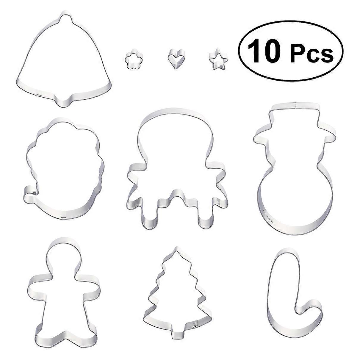 10Pcs Stainless Steel Cookie Cutters for Cookie Making Silver Baking Kit