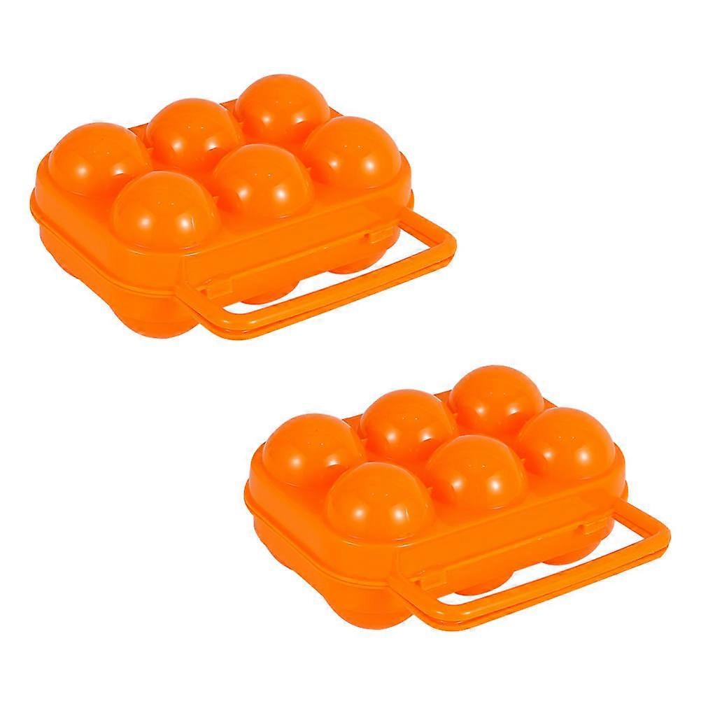 Portable Egg Boxes Outdoor Egg Storage Box for Storage 2Pcs Orange