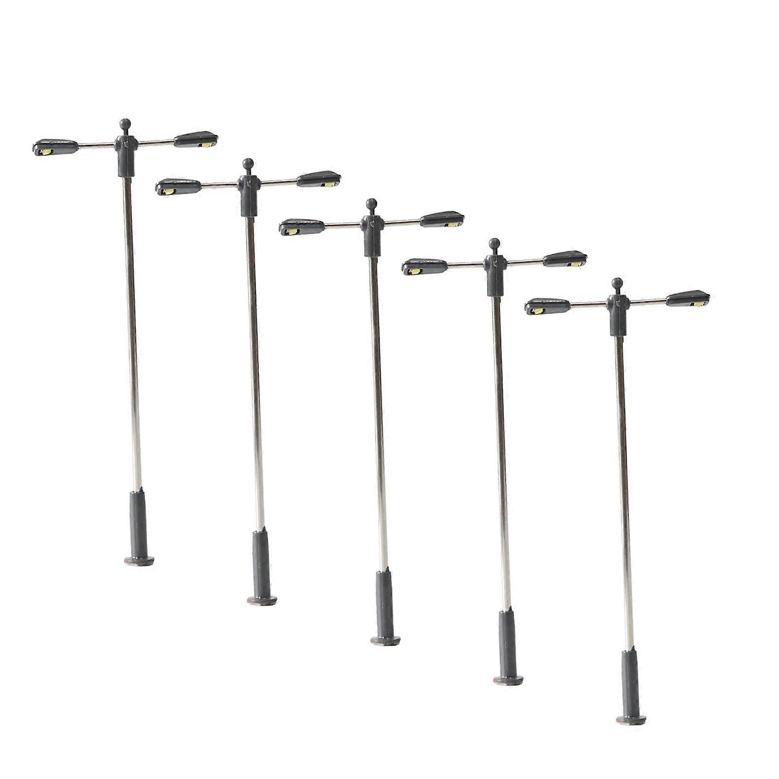 5Pcs Mini Street Posts Light Models Outdoor Pathway Lantern Posts Courtyard Accs