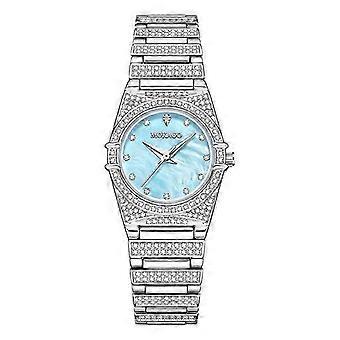 MOKAGO Women's Luxury Watch - Blue Dial with Diamond Accents, Stainless Steel Band, Elegant Fashion Timepiece for Women