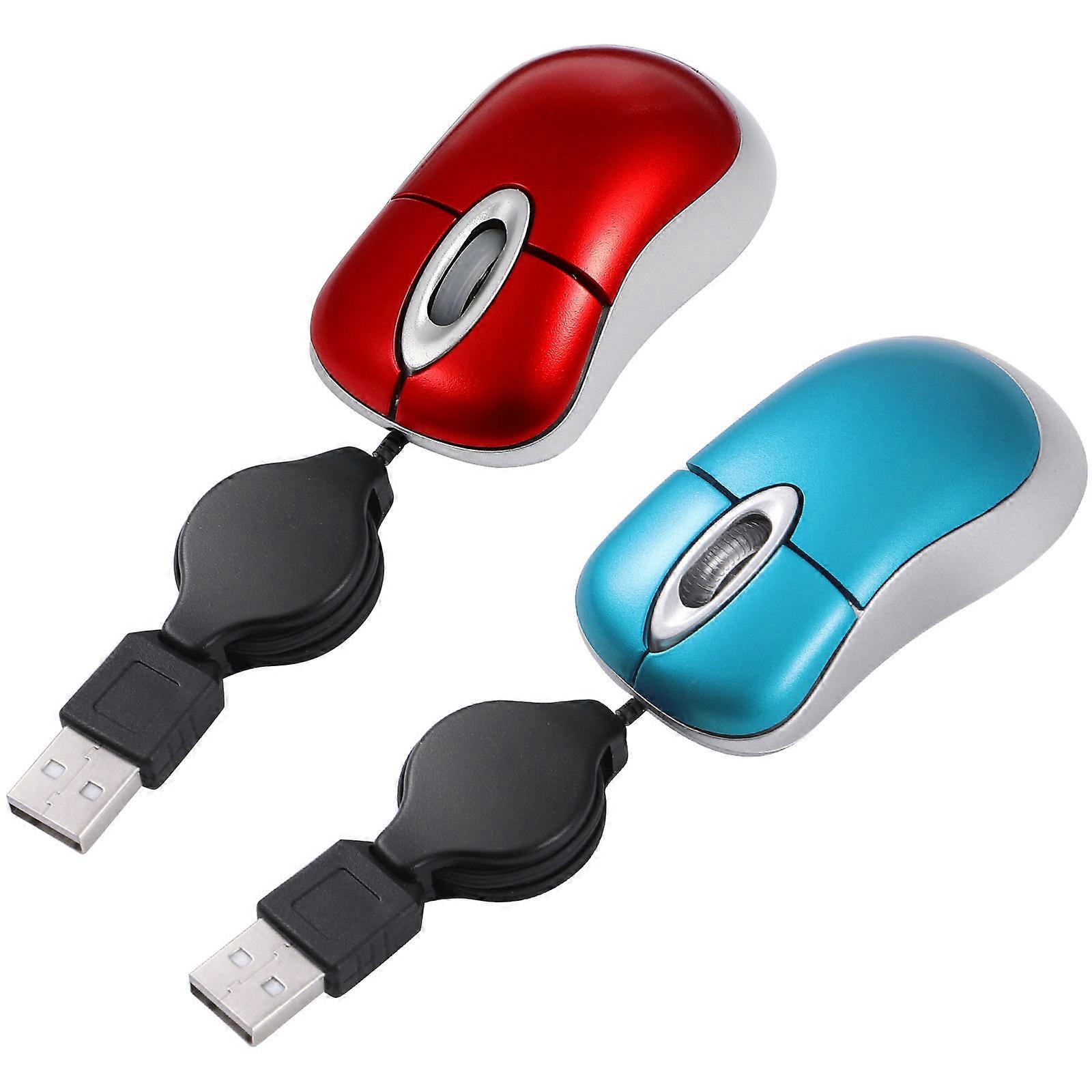 USB Optical Mouse Slim Design Mouse with Retractable Cable for Computer Use