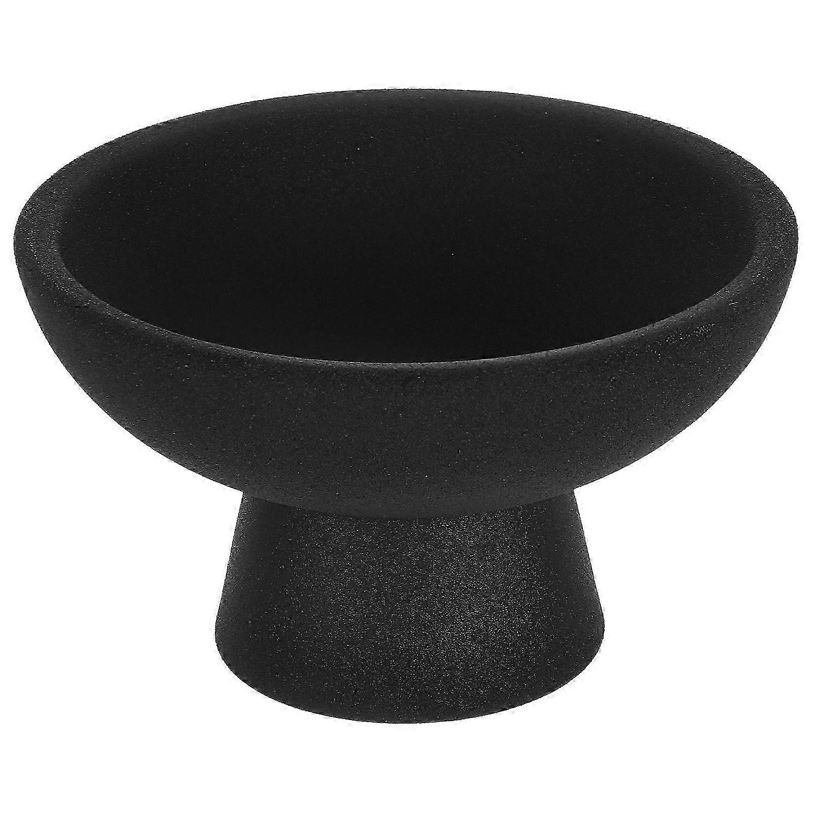 Black Ceramic Fruit Serving Tray for Dining Table with Footed Design