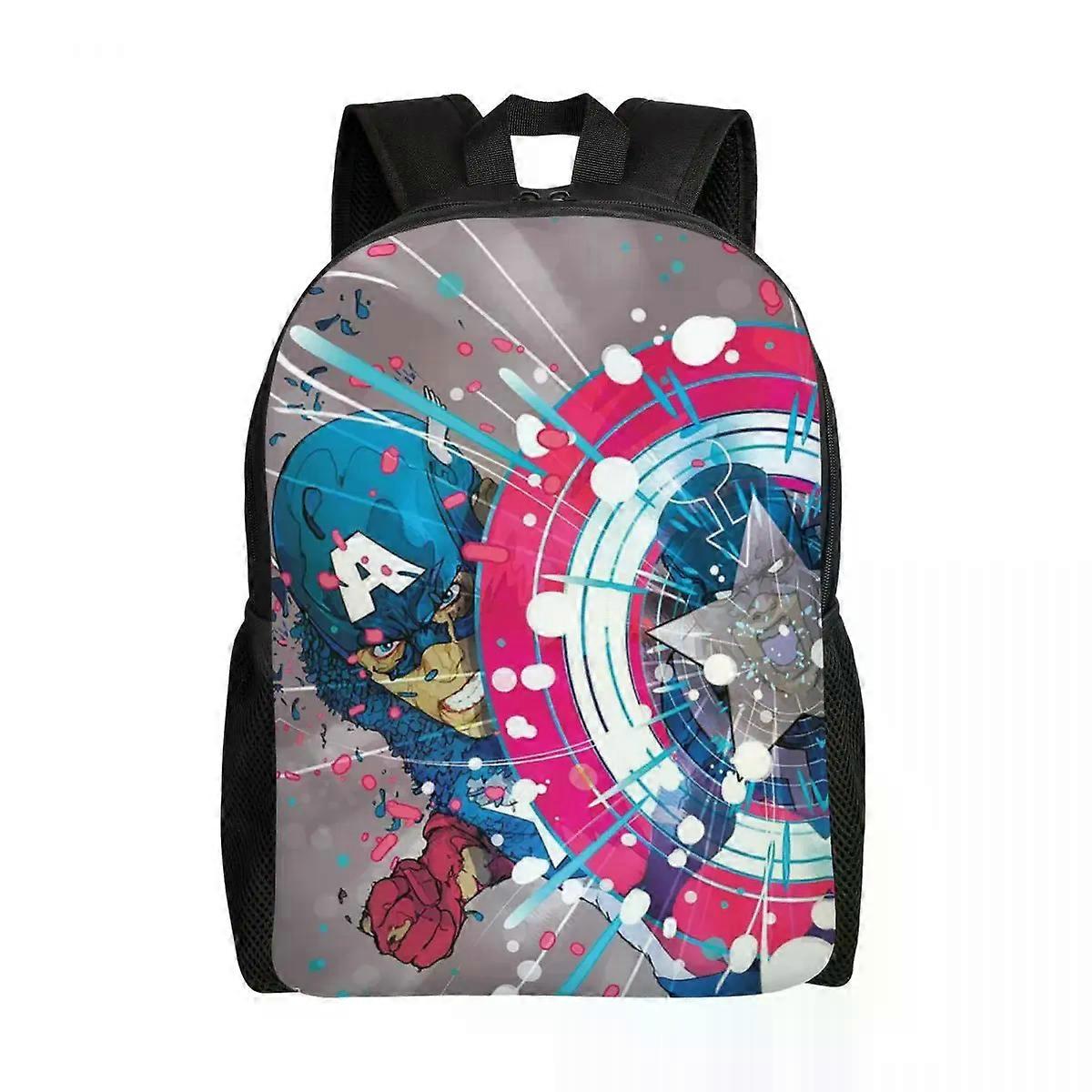 SJ3121 Captain America Marvel Comics Laptop Backpack Women Men Casual Bookbag for School College Students Cartoon Bag