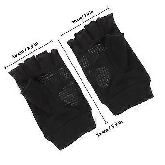 Luvas pretas masculinas de meio dedo para treinamento de equitação e uso em esportes de inverno.
