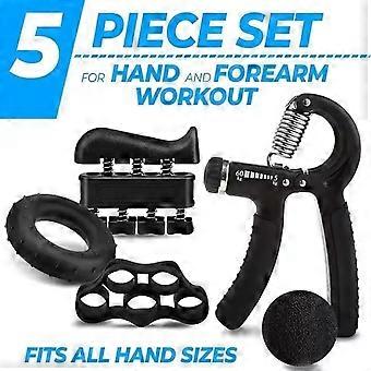 5PCS Hand Grip Strengthener Kit - Adjustable Gripper, Finger Stretcher, Grip Ring & Stress Relief Ball for Hand Fitness
