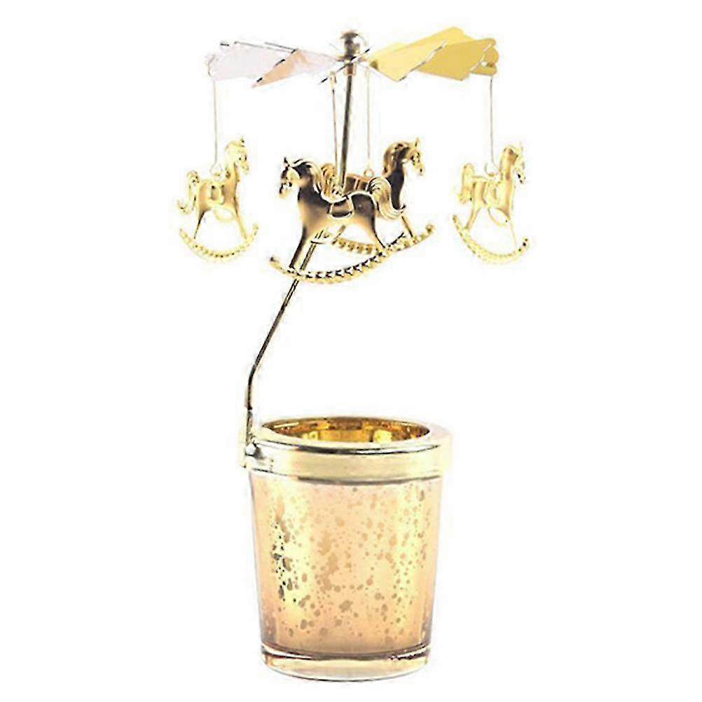 Golden Rotating Candlestick Table Candle Holder compatible with Decoration