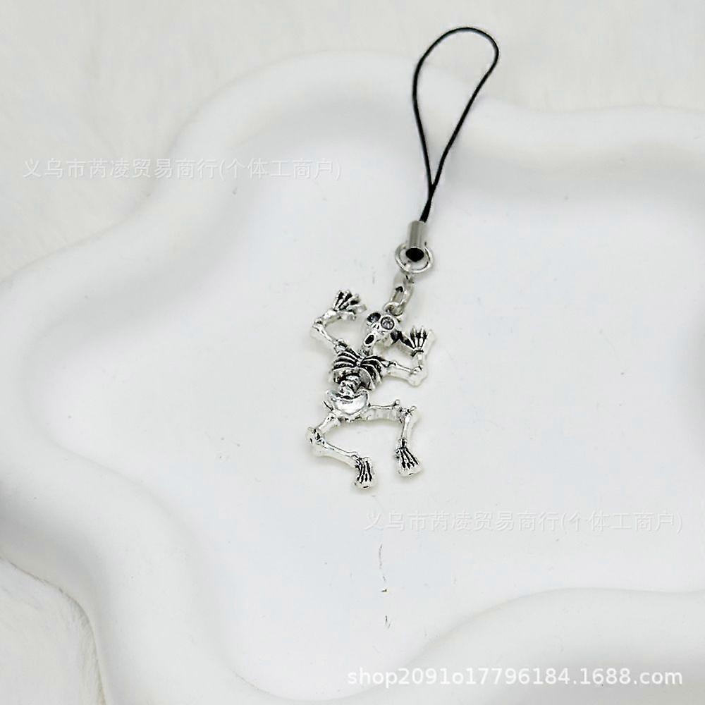 Retro Gothic Dark Twisted Skeleton Keychain Pendant