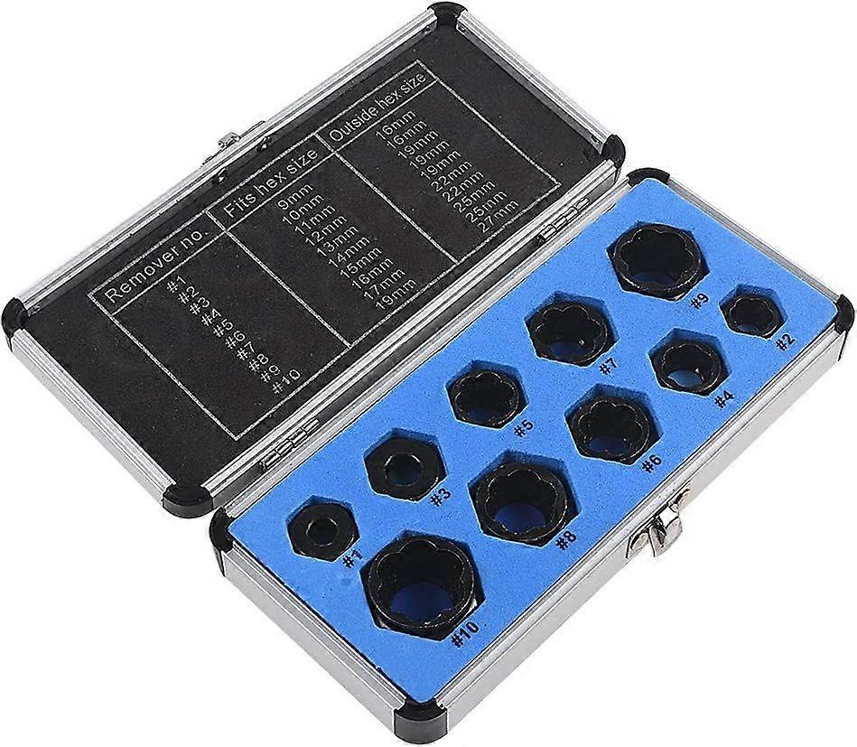 10pcs 3/8" Drive Socket 9-19mm Damaged Nut Stud Extractor Bolt Remover Locking