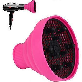 2-pakning sammenleggbar silikon hårføner diffuser, kompatibel med de fleste hårfønere med runde hull, for naturlige krøllete bølger, reisesalongbruk - rosa