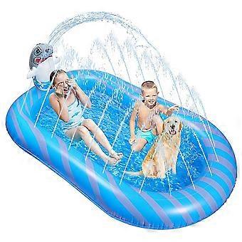 Set van 2 stuks peuterbad, opblaasbaar, cartoon sproeierbad, dierenvorm, sproeierbad, kinderbad, 70 inch, zomer, verkoelend, buitenspeelgoed,