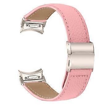 Pulseira de couro genuíno com conector de liberação rápida Starlight para Samsung Galaxy Watch 6/Watch 6 Classic.