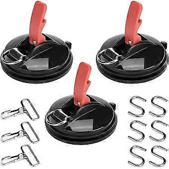 3 Pack Car Roof Suction Cup With 6 S-hooks And 3* Carabiner Hooks Zinc Alloy Anchor Tool For Car, Luggage Covers, Car Tensioners