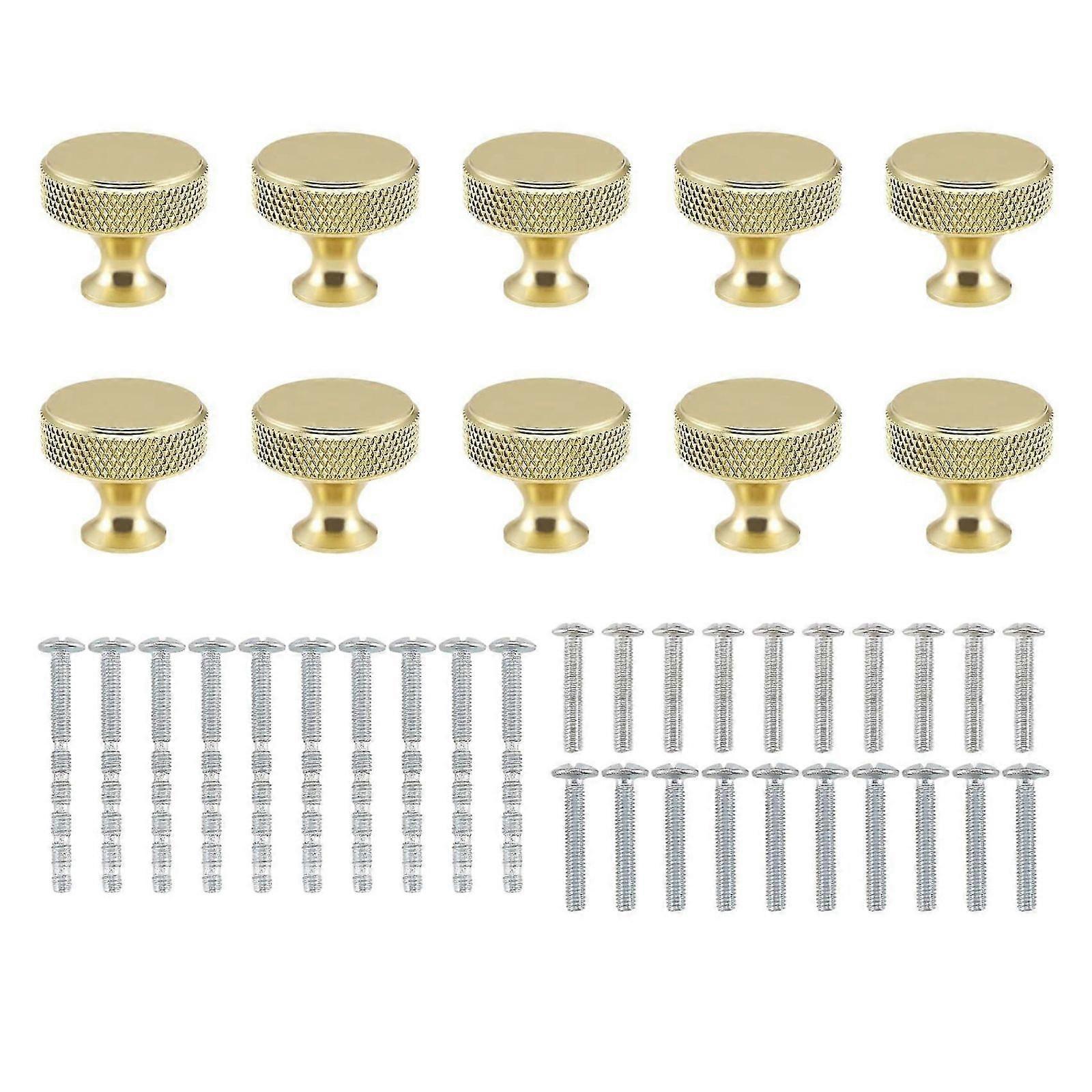 Gold Cabinet Knobs Set 10 Pack Aluminum Alloy Drawer Knobs Textured Design Easy Installation 26-27