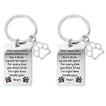 Dog Memorial Keychain for Decor 2Pcs Stainless Steel Pet Sympathy Gift