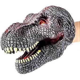 Dinosaurie handdockor - mjukt gummi dinosauriehandske - realistisk docka för barn pojkar flickor flickor vuxen fest favor gåva fantasifull t rex (svart)