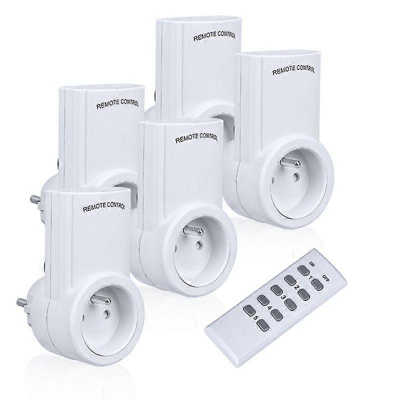 5-Pack Smart Electrical Sockets, Programmable Outlets with Dual Wireless Remote