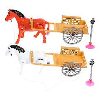 2 Pcs Funny Rotating Horses Toy Plastic Electric Carriage Shape Toy Kids Toy