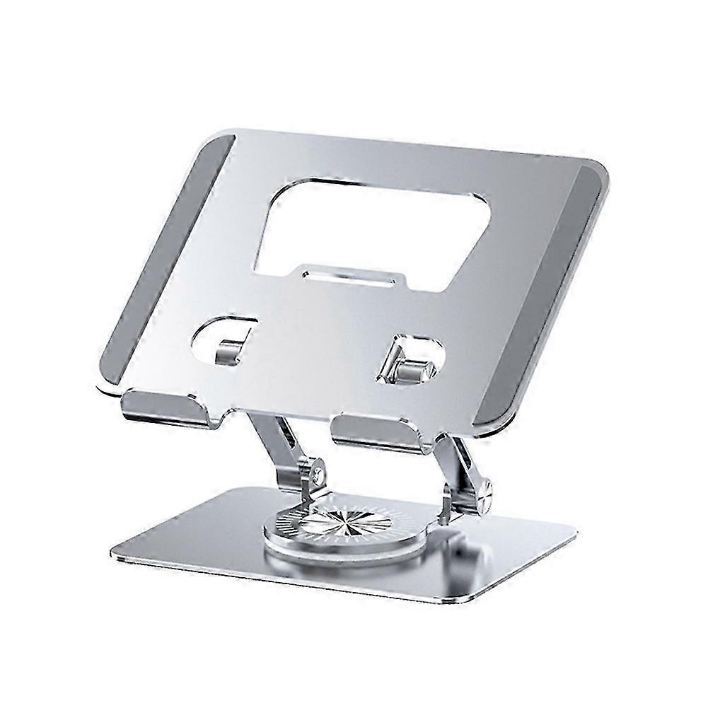 Universal Laptop Stand with 360° Rotating Base, Adjustable Height Multi-Angle, Foldable Mounted Reading Bookshelf Silver