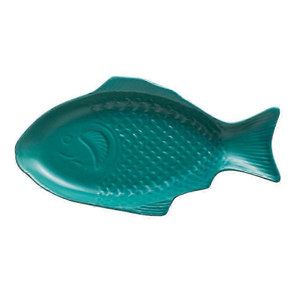 Ceramic Tableware Fish Shaped Dish for Storage 1Pcs Dark Green Creative Plate