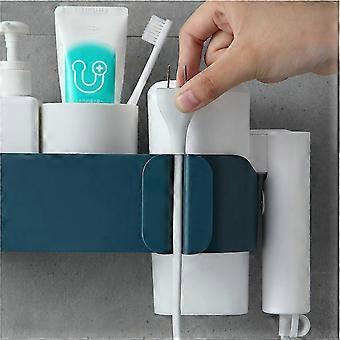 Wall-mounted hair dryer rack,with storage box,blue