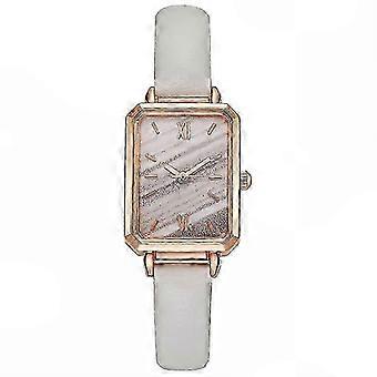 Kleine rechteckige Damen-Armbanduhr aus Edelstahl, weiß, schlichter Vintage-Stil