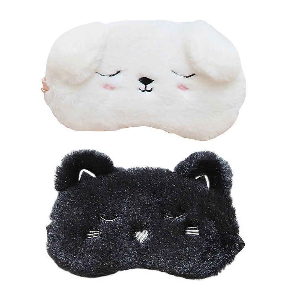 Plush Eye Mask Sleeping Eye Patch for Sleeping Use 2Pcs Pack