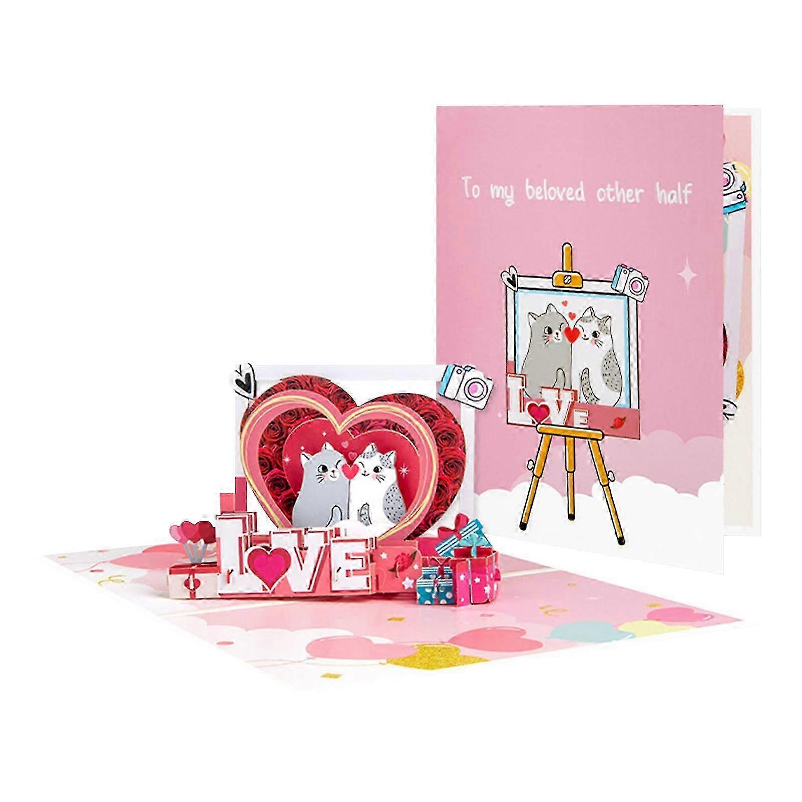 Handmade 3D Cat Valentine Pop Up