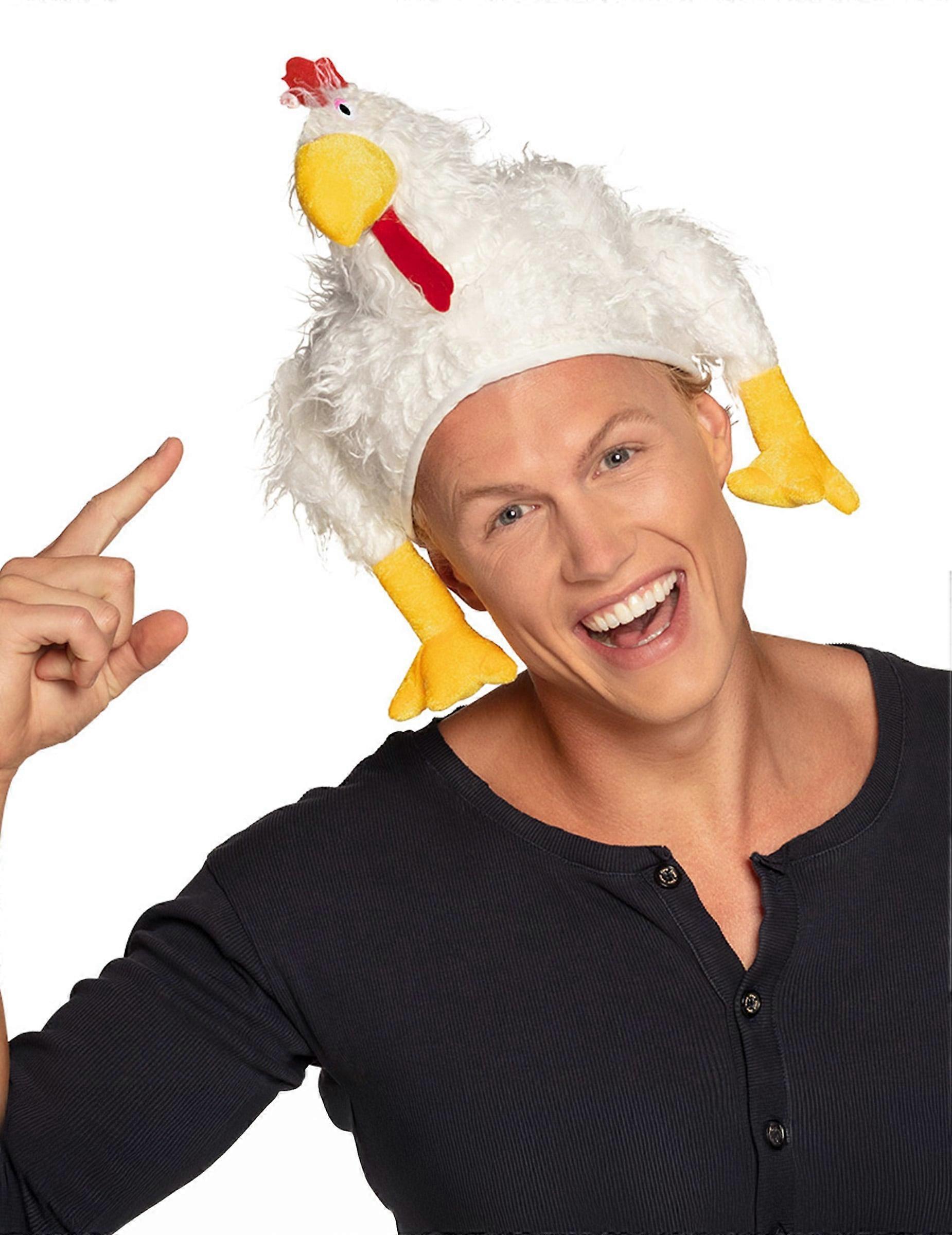 White rooster hat