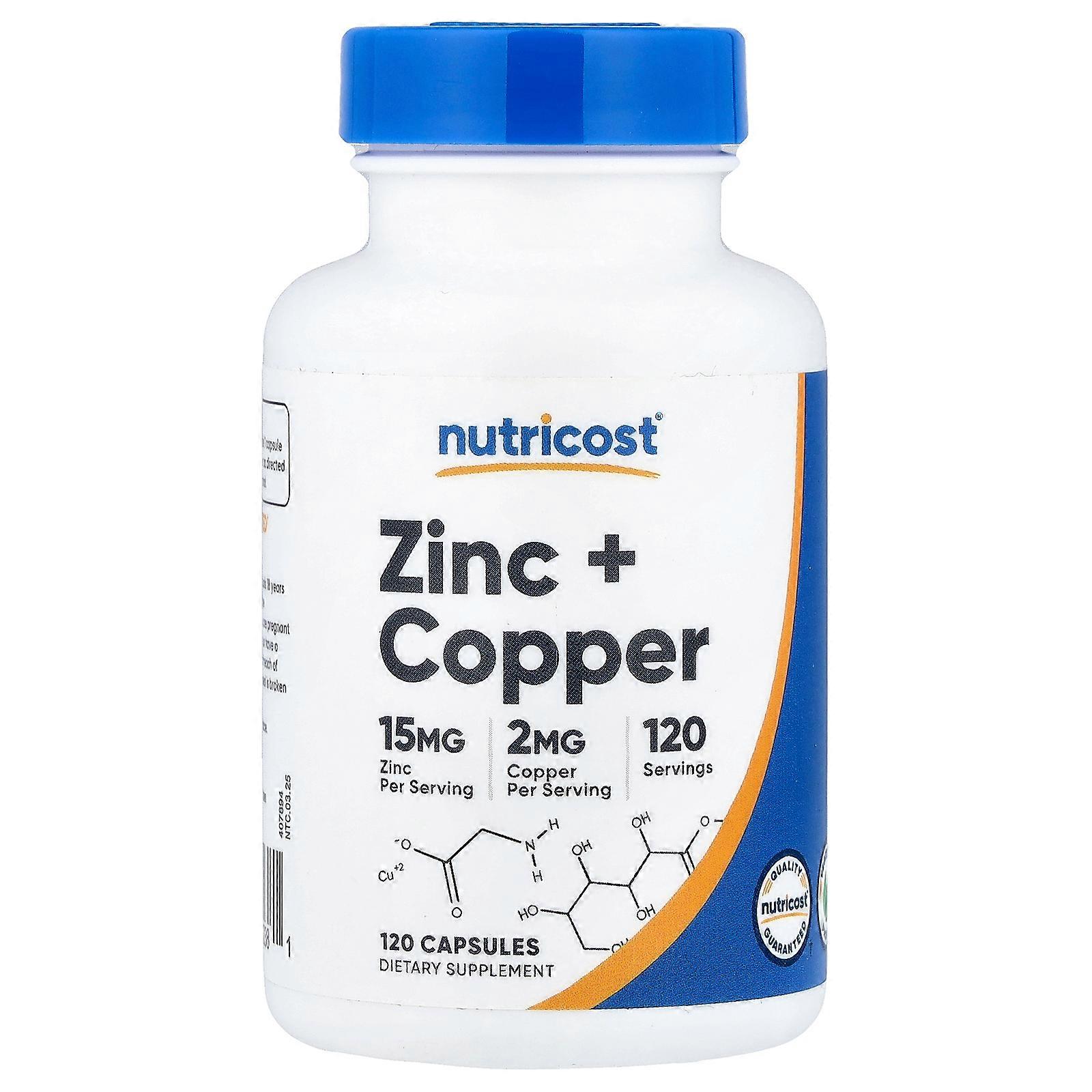 2 x Nutricost, Zinc + Copper, 120 Capsules