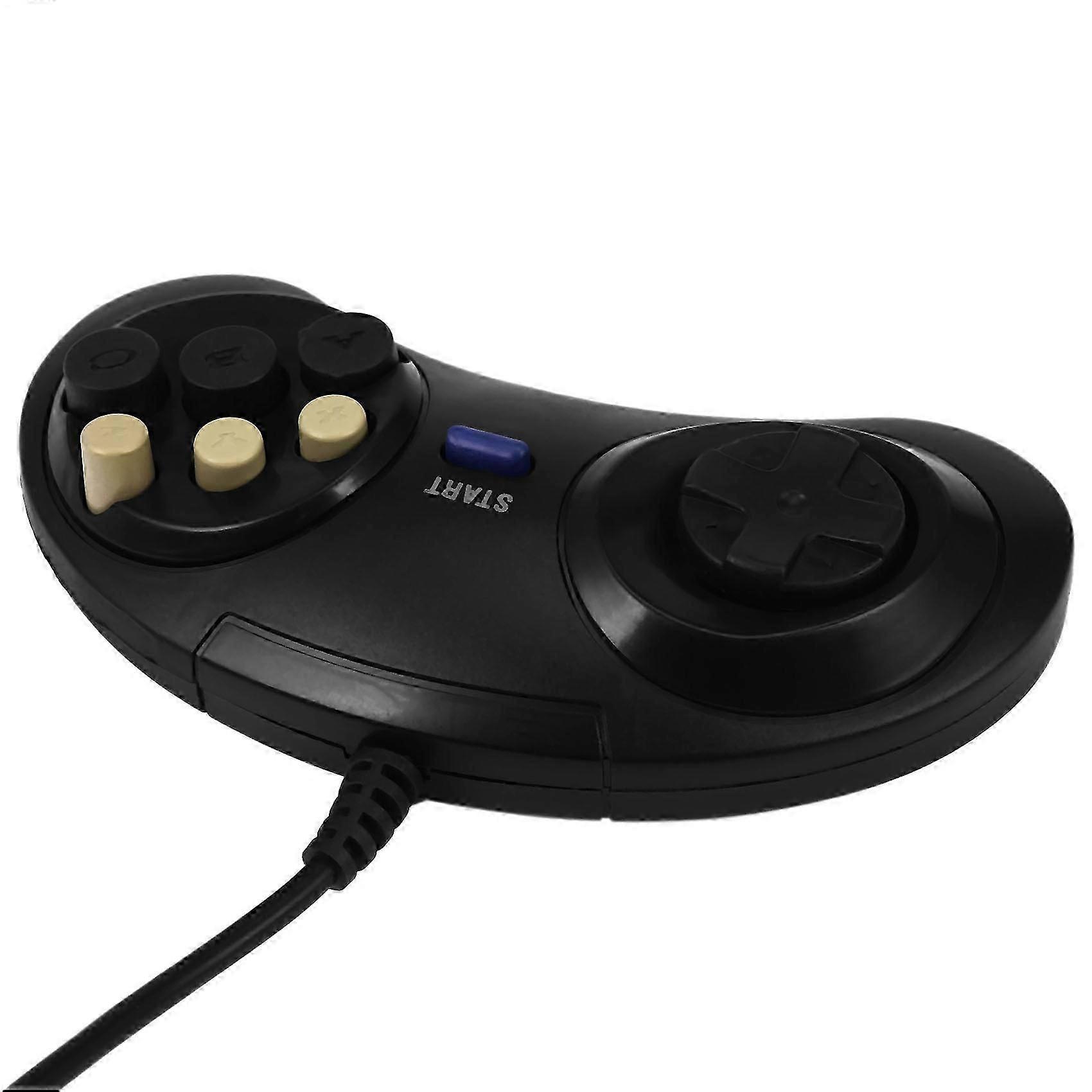 2pc Classic Retro 6-Button Wired Game Controllers for Sega MD2 PC Mac