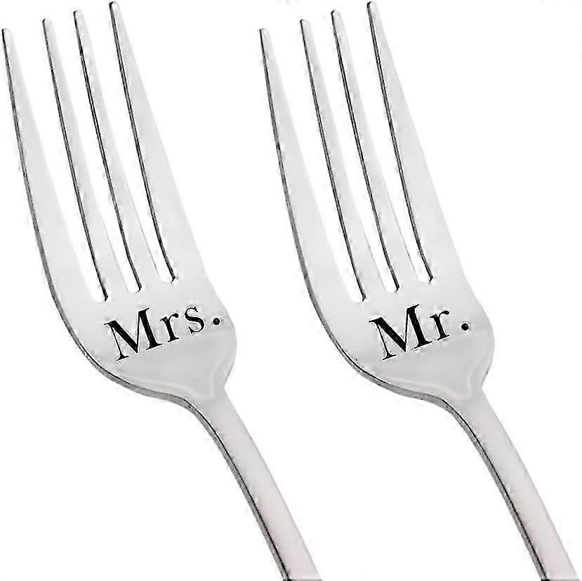 Mr Mrs Engraved Stainless Fork Set