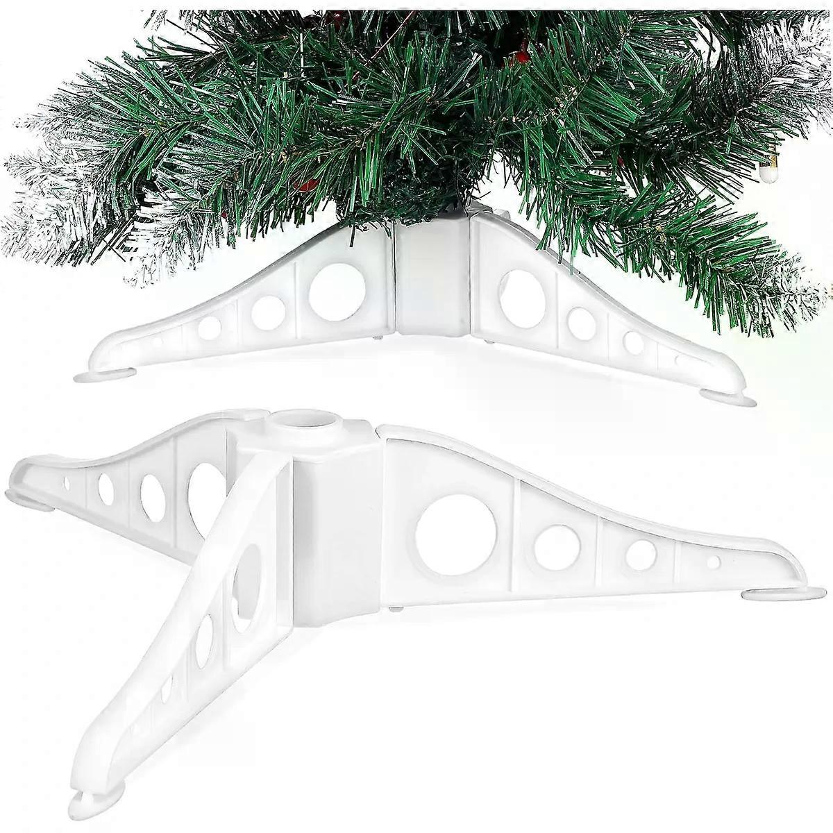 Sturdy Xmas Tree Stand with Triangle Structure and Three Feet, White Plastic Base for Table