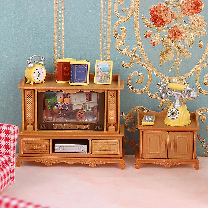1:12ドールハウスミニチュアシミュレーションテレビキャビネット電話家具装飾おもちゃ