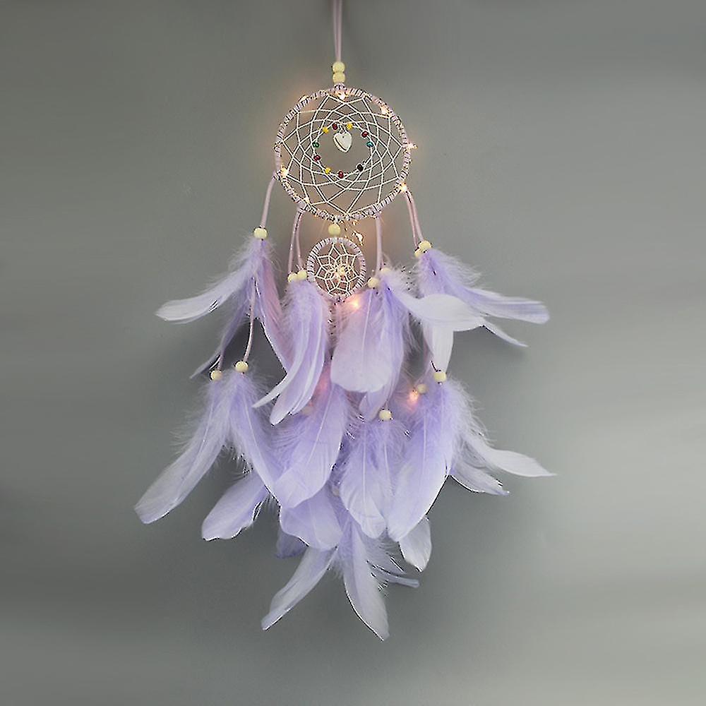 Feather Dream Catcher With Led Light Portable Handmade Wall