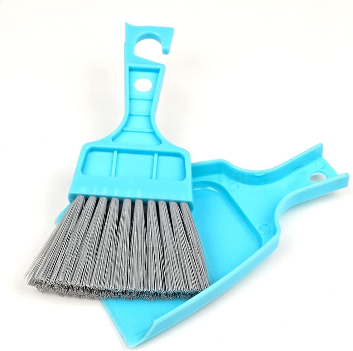 Mini Dustpan and Brush Set,Compact Dust pan and Hand Broom Set,Blue