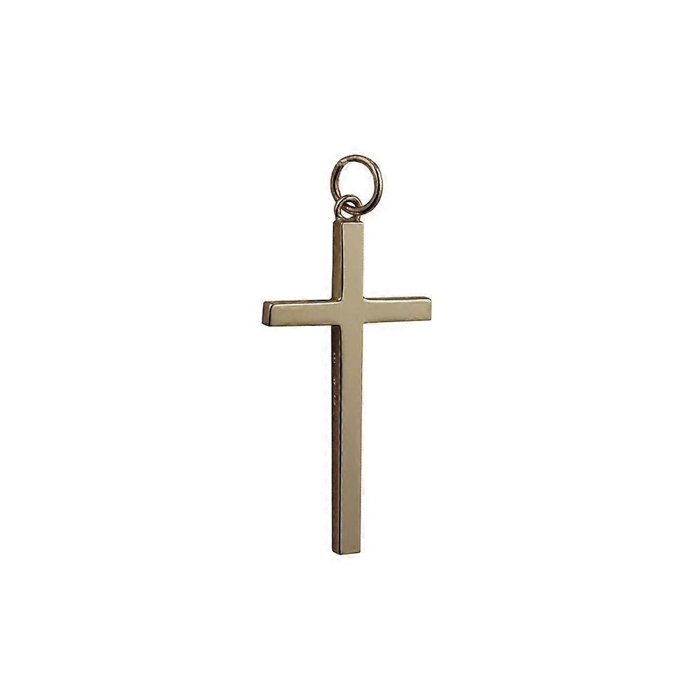 9ct Gold 34x18mm plain solid block Cross