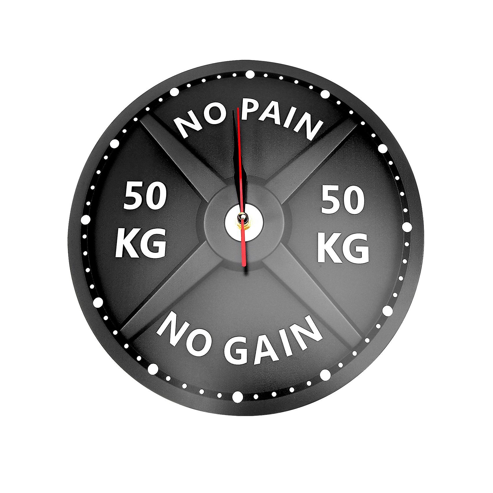 50KG Print Wall Clock Circular Gym Weight Lifting Dumbbell Bodybuilding Silent Acrylic Clock