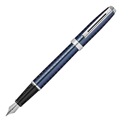 Prelude Fountain Pen with Engraved Lines Cobalt Blue Comfortable Cigar Shaped
