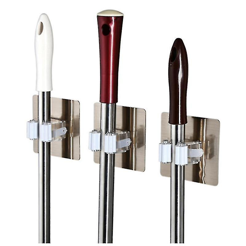 4pcs Adhesive Multi-purpose Hooks Wall Mounted Mop Hanger Hook Kitchen Bathroom Strong Hook-n
