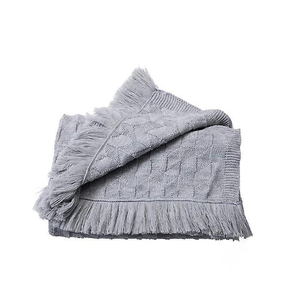 80Cm X 240Cm Warm Cozy Knitted Throw Grey Blankets