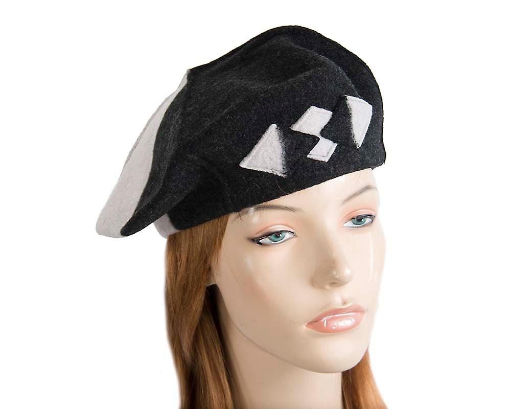 Grey & black winter french beret by Max Alexander J384GB