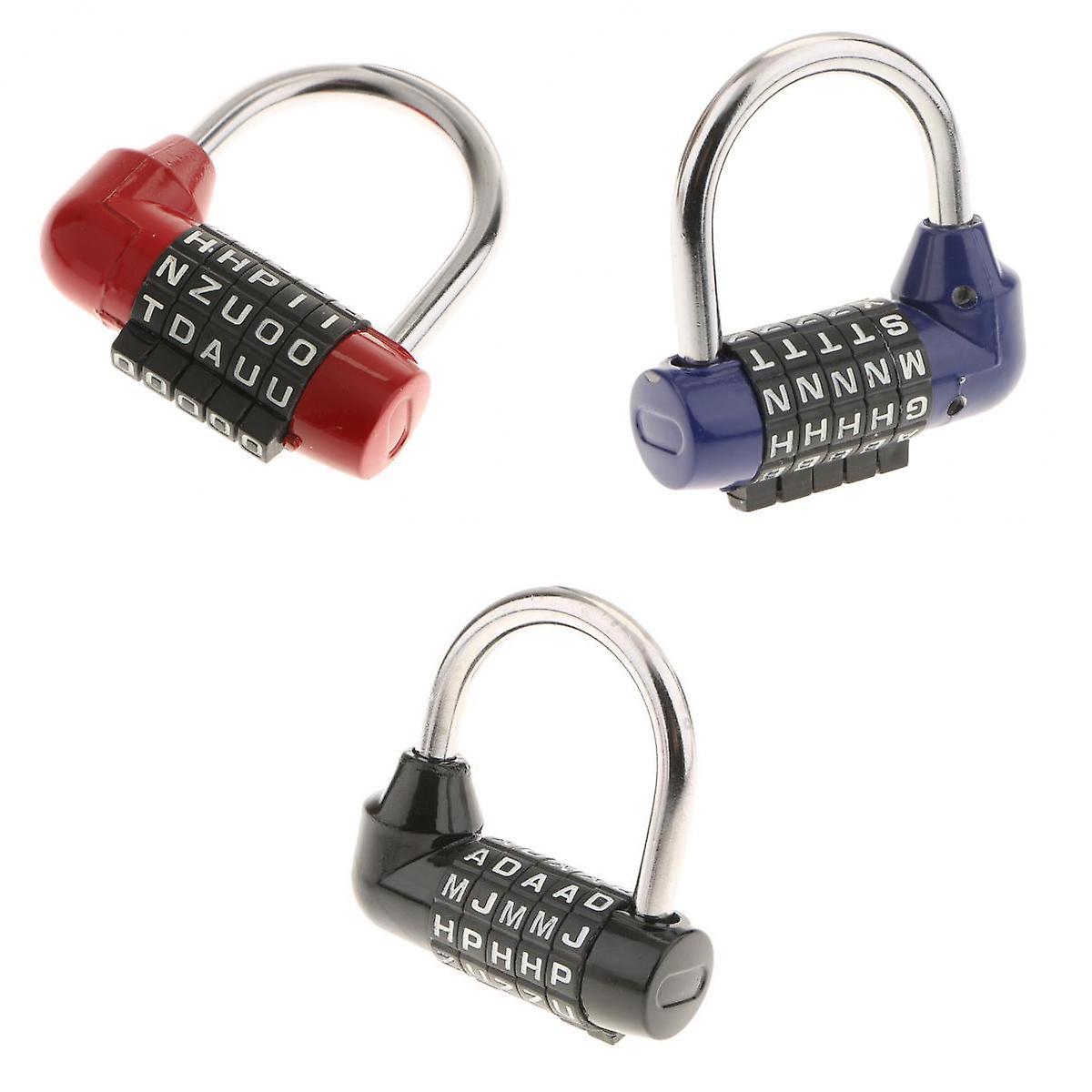 3Pieces Letters Combination Lock Resettable Padlock for Toolboxes Suitcases
