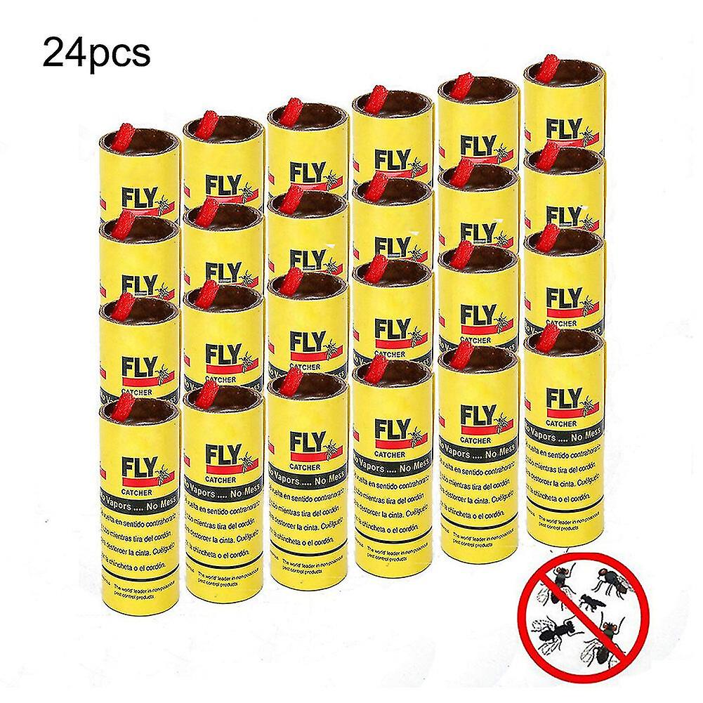 24 Rolls Sticky Fly Paper - Eliminate Flies Insect Trap, Catcher And Mosquito Killer, Home Glue Paper