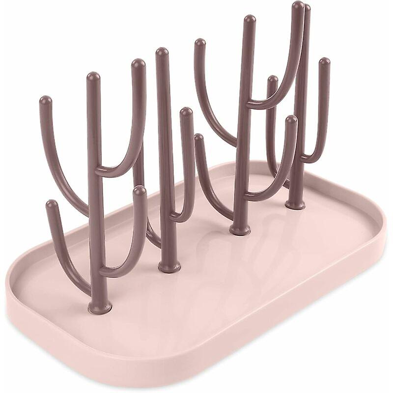 Total Portable Antibacterial Bottle Dryer with Removable Drip Tray (Pink)