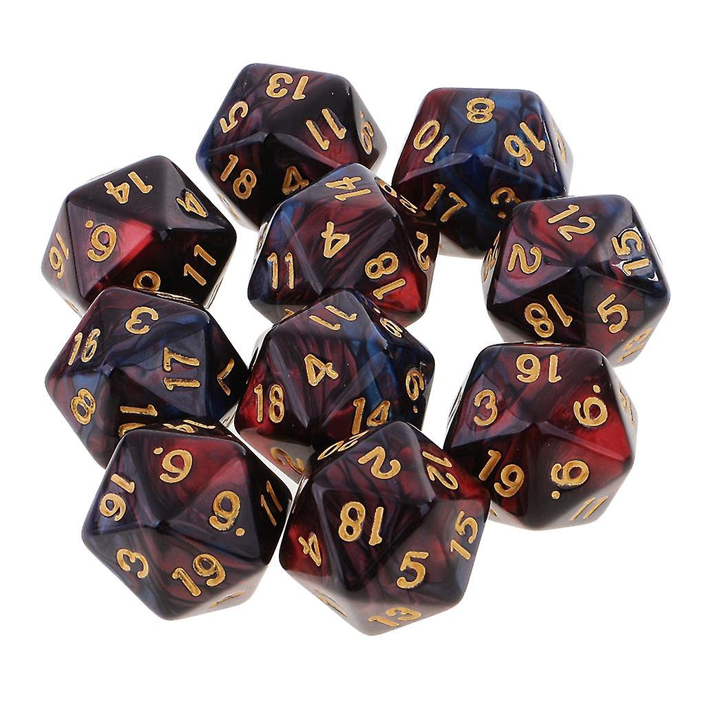10pcs 20 Sided Dice D20 Polyhedral Dice for Dungeons and Dragons Table Games Red+Black