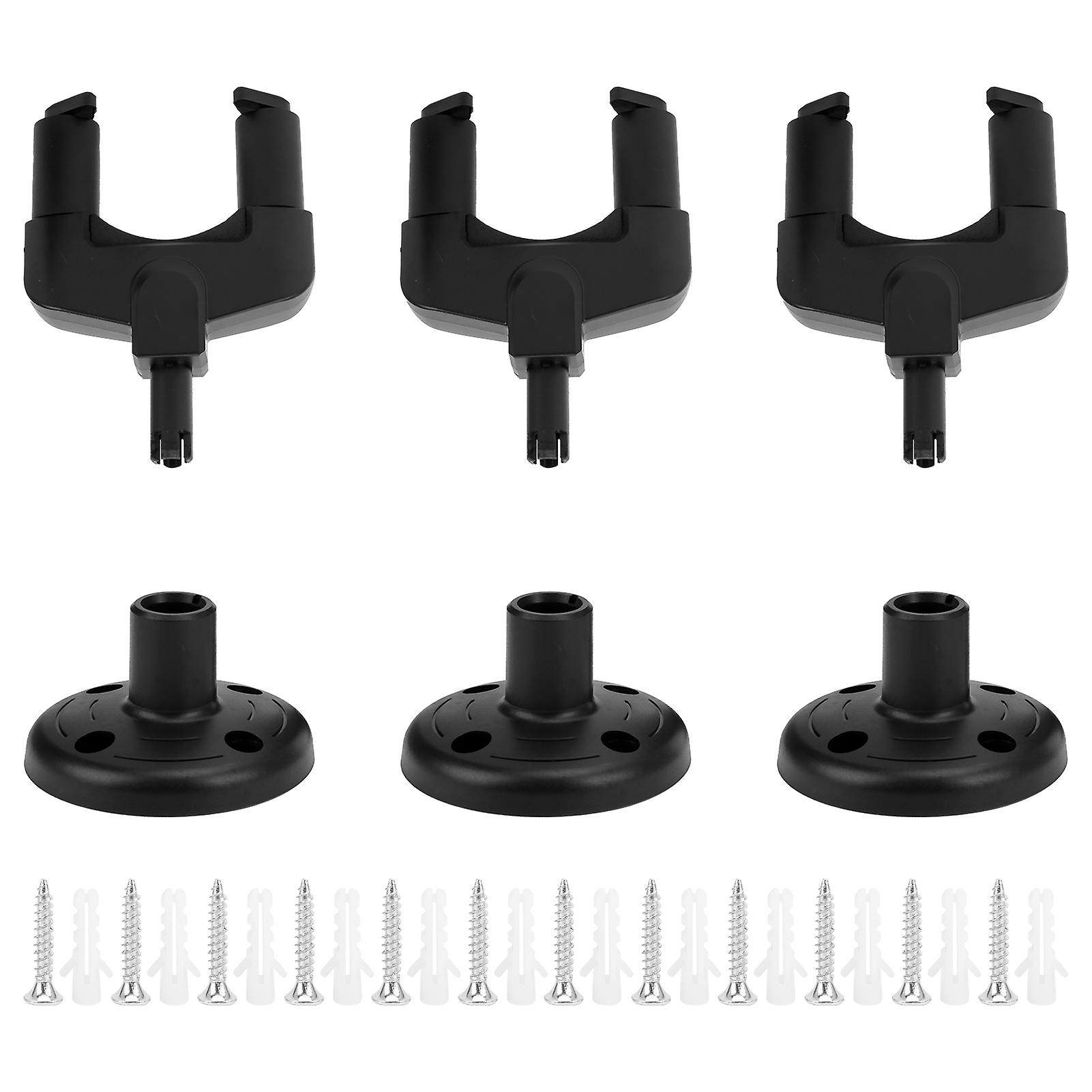 3 Pack Universal Black Plastic Guitar Wall Hooks Ukulele Bass Mounting Brackets