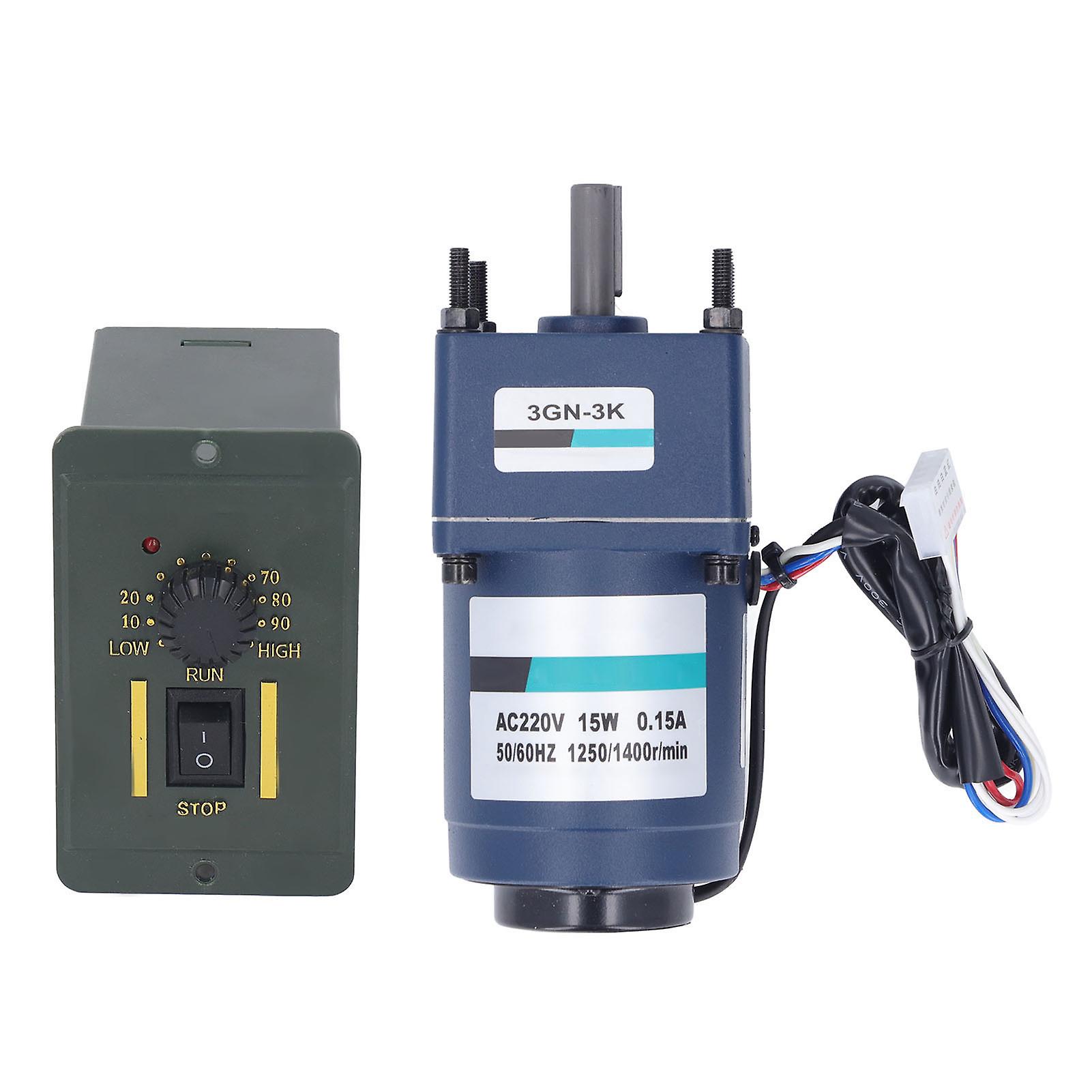 AC220V 15W Reversible Geared Electric Motor with Controller, Single Phase Gear Speed Reduction Motor Kit