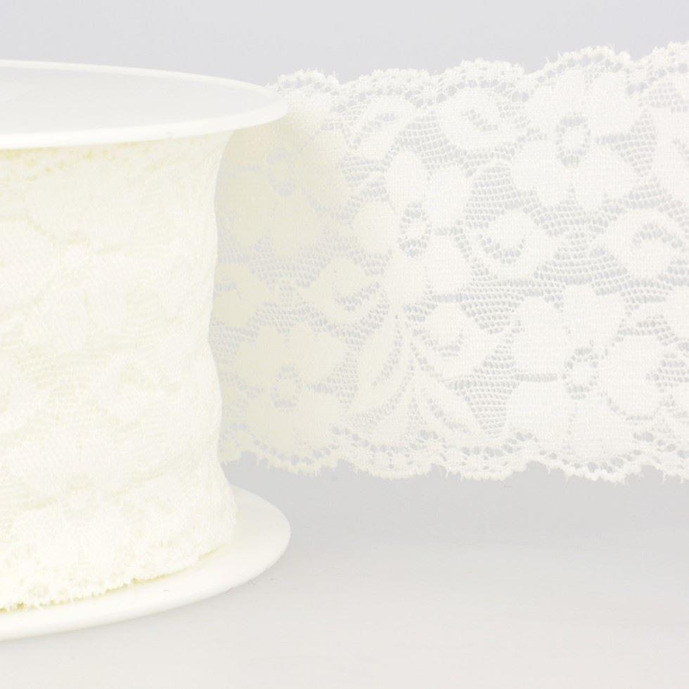 60mm Stephanoise Stretch Lace Trim Ivory - per metre