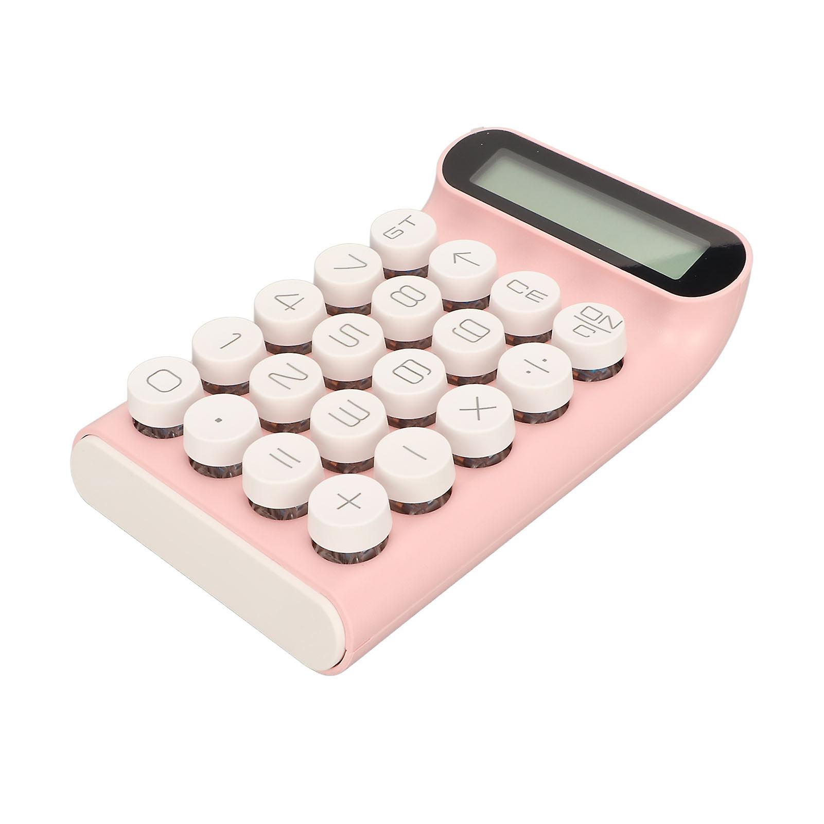 Blue Switch Calculator 20 Keys Intelligent Shutdown Detachable Slip Resistant Mechanical Calculator with 10 Digit LCD Display Pink